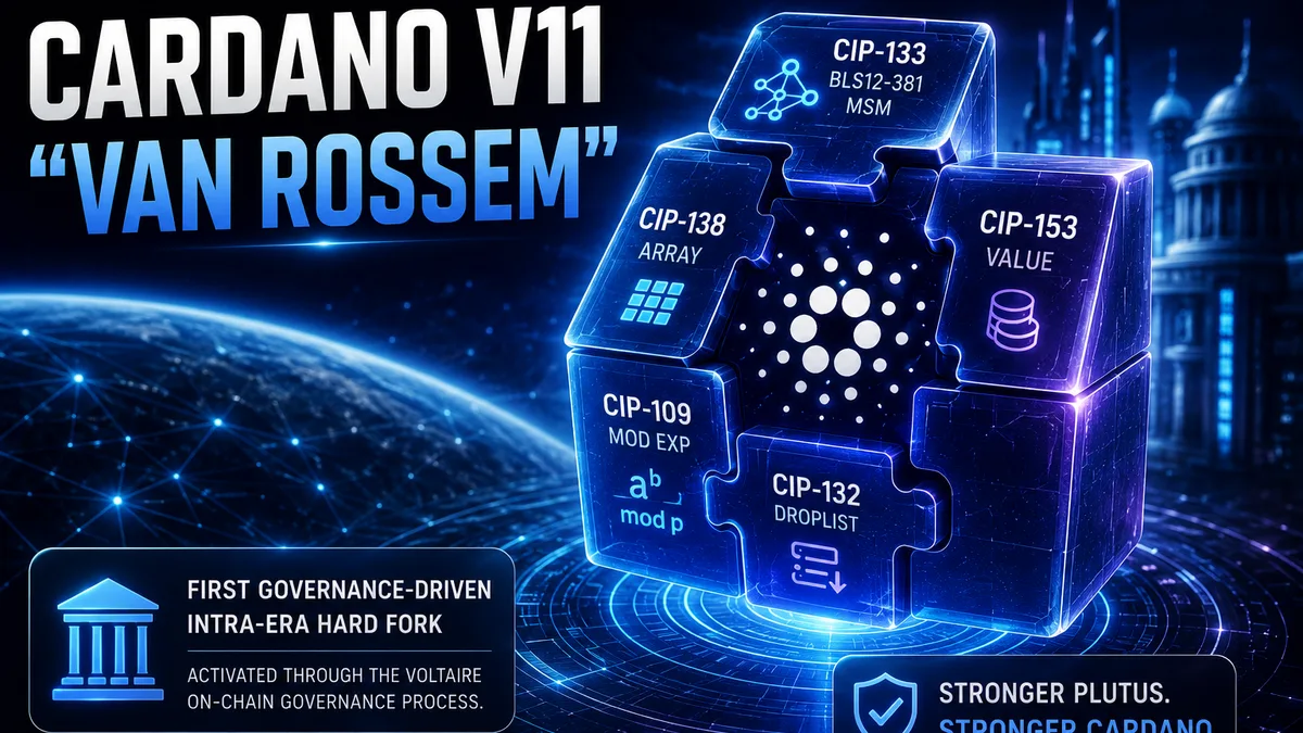Cardano News - تحديث Cardano V11 'Van Rossem' يصبح نشطاً على الشبكة الاختبارية Preview مع توسيع قدرات Plutus التشفيرية